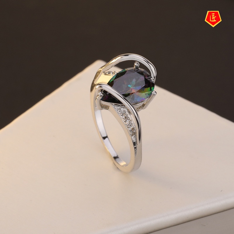 [Ready Stock]Women's Fashion Personality Colorful Topaz Ring