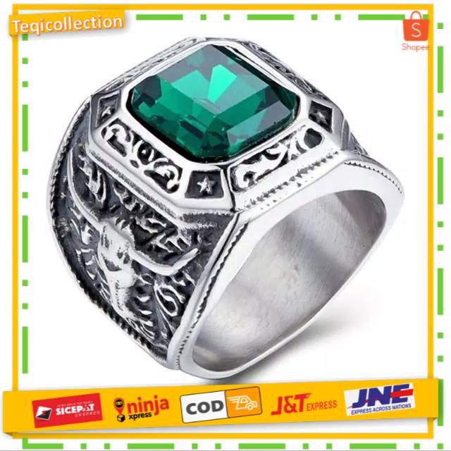 CINCIN PRIA BAJA TITANIUM BATU HIJAU LUMUT | CINCIN BATU TQR-