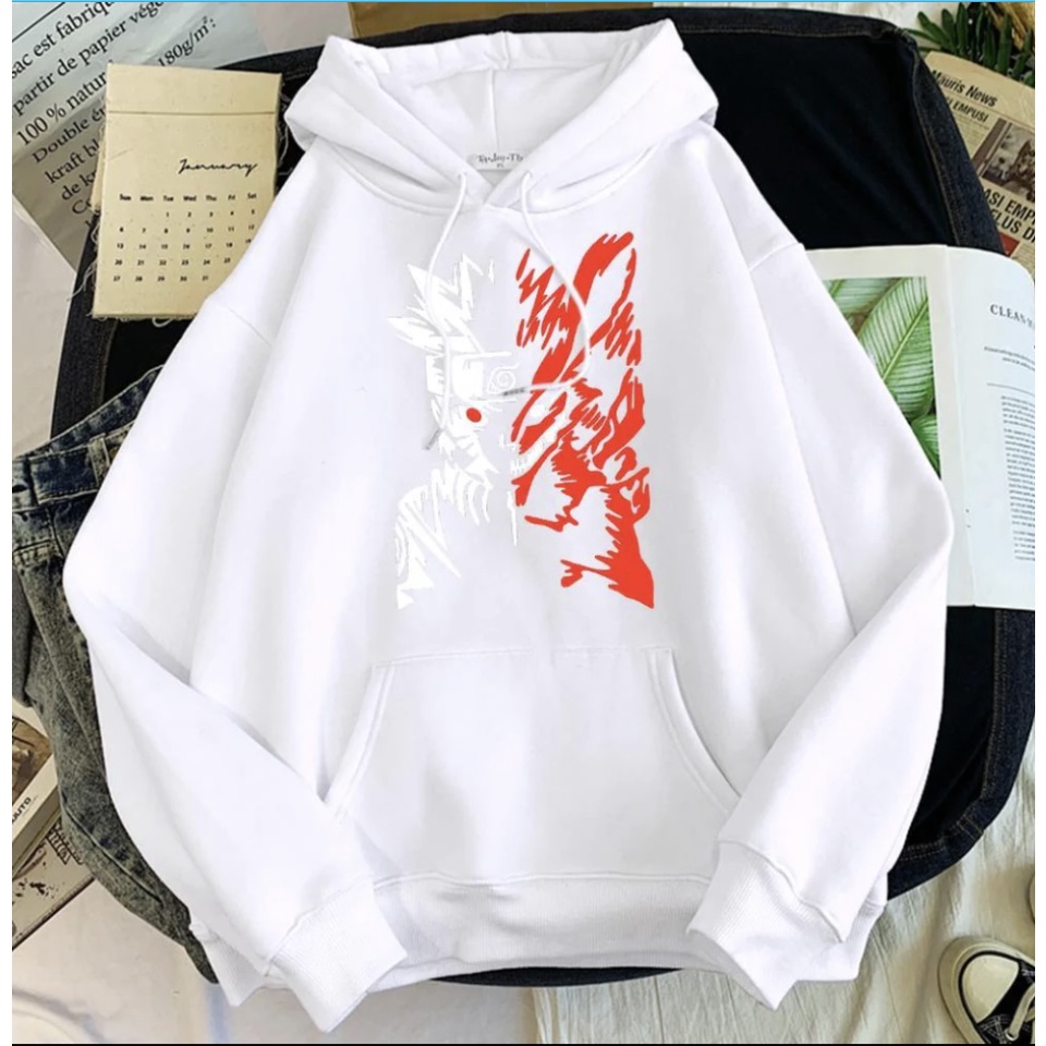 WOLF NARUTO Jumper Hoodie II Sweater Hoodie Anime II Sweter Oblong Topi II SIZE M - XL ( Pria &amp; Wanita / Anak &amp; Dewasa )