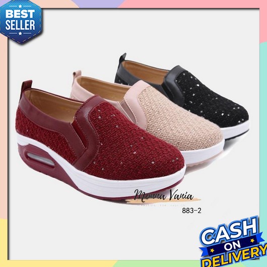 Wedges Bustong Stella Fresha Wanita Selop Sandal Cewek Santai Stela Murah Lucu Model  QM83 Monna Van