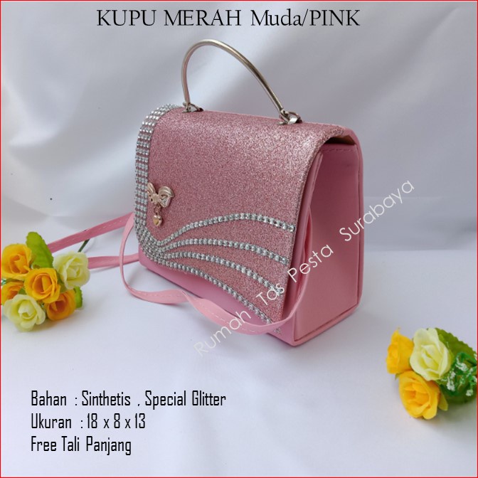 Tas Cewek,Tas Clutch,Tas Seserahan,KUPU MERAH Muda_PINK