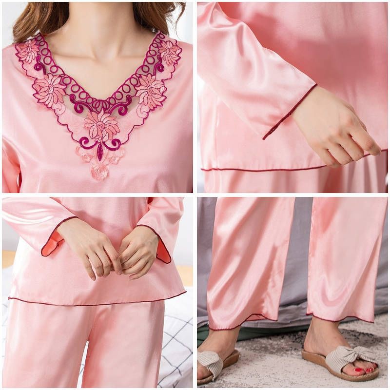 [COD] baju tidur wanita dewasa/piyama satin/daster kekinian lengan panjang