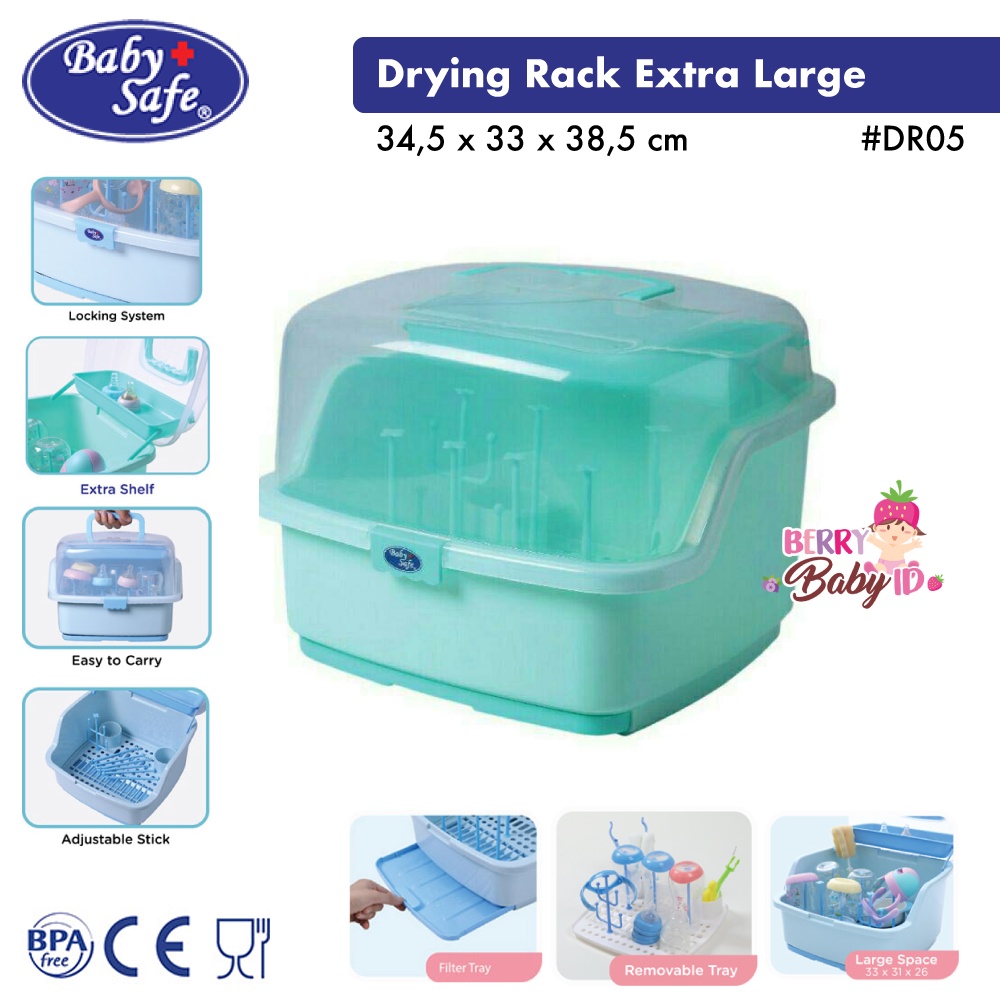 Baby Safe Drying Rack DR05 Extra Besar Rak Pengering Botol Bayi DR05 BBS091 Berry Mart