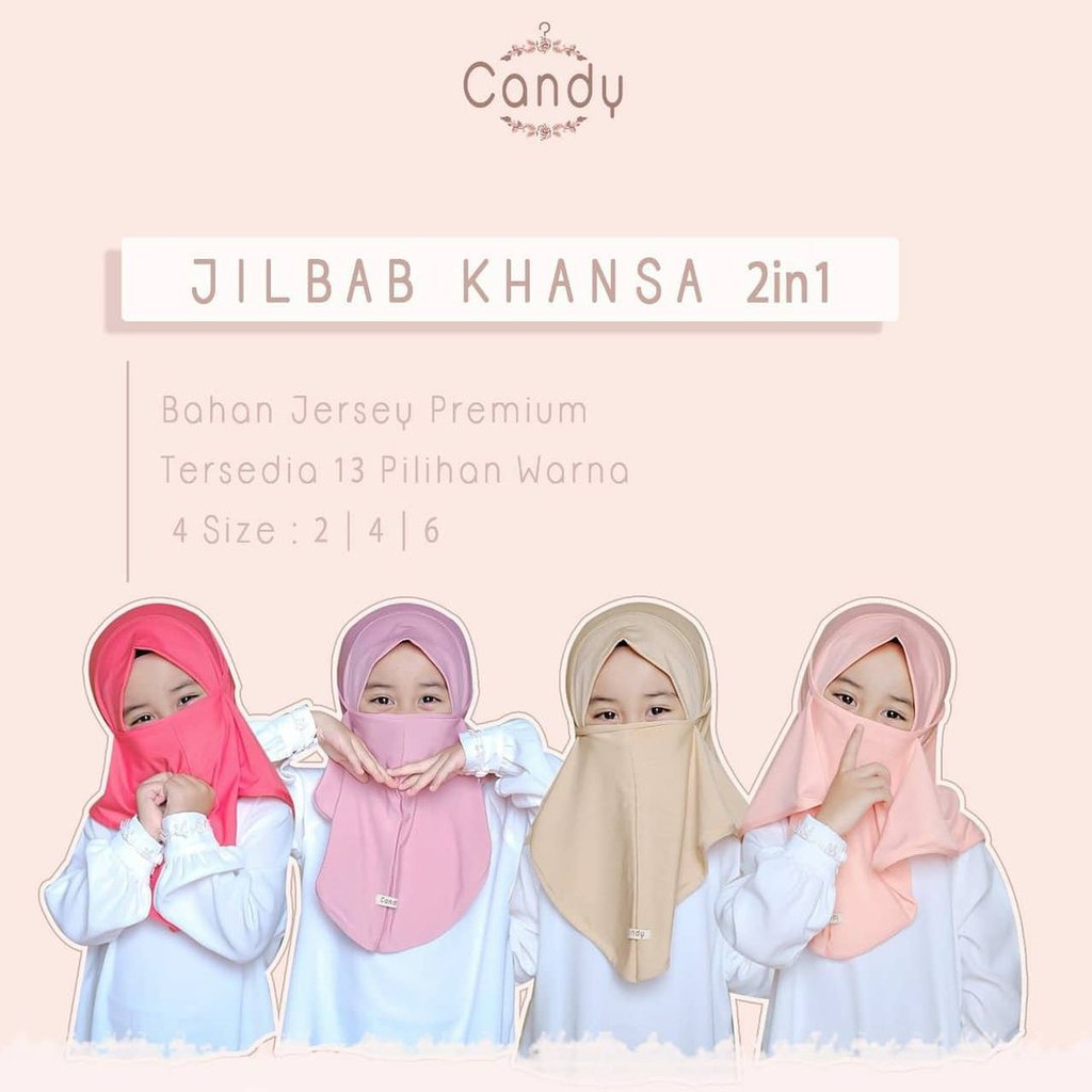 Jilbab Anak Khansa 2in 1 Jilbab Candy Original