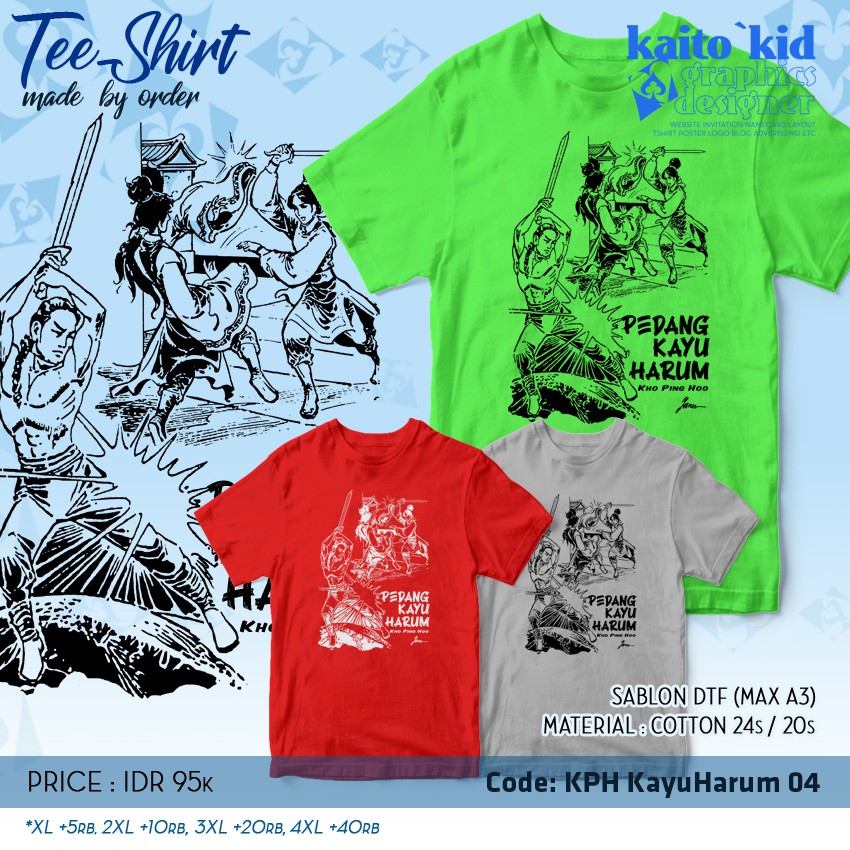Kaos KHO PING HOO - PEDANG KAYU HARUM Sablon DTF Bisa Custom Design Desain Bebas