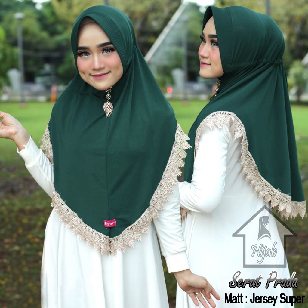 GROSIR Jilbab Instan Serut Prada Hijab Bergo Renda Import Terbaru dan Termurah RUMAH HIJA'B-3