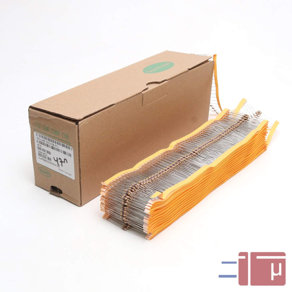 X10 Resistor 47R 47 Ohm 1/4W Karbon 5% Taiwan Kaki Tembaga