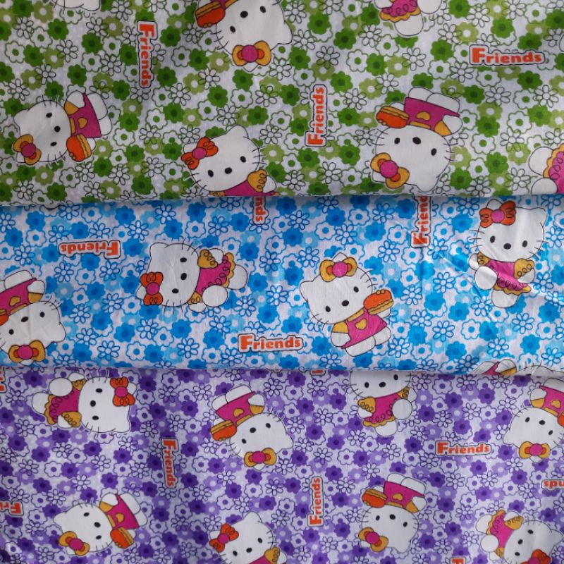 Kain Katun Perca Motif Kartun Hello Kitty