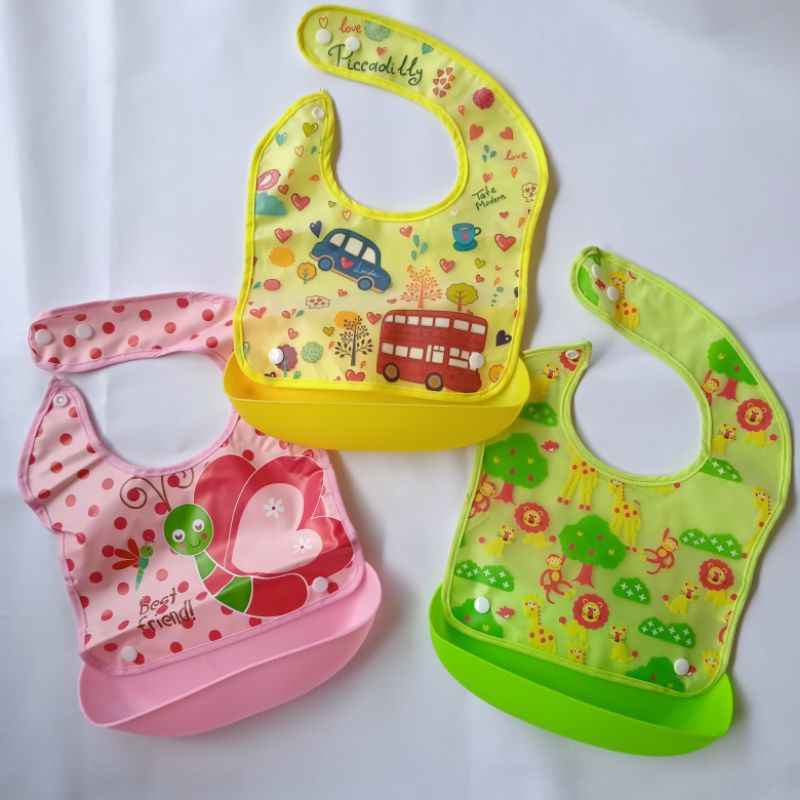 SW - SLABBER WATERPROOF SILICONE anti air celemek makan bayi baby bib silikon