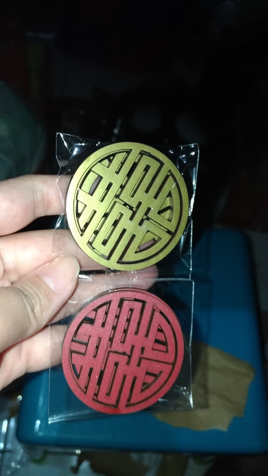 Rs Shuangxi Bulat 5cm Mdf + Duplex Emas / Merah Laser Cutting