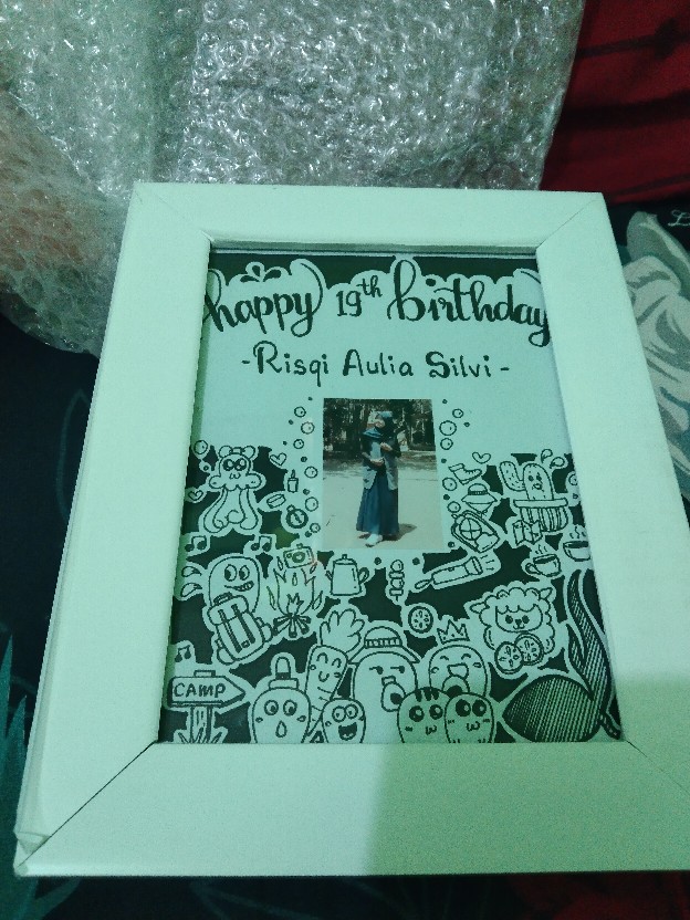 Doodle Art Cetak + Bingkai Kado Wisuda/ultah/anniv Dll