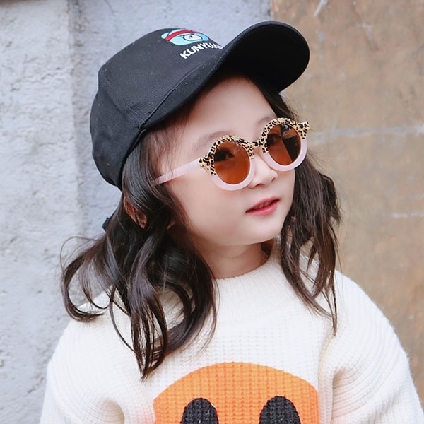 Kacamata Hitam Anak Bulat Motif Leopard Korea Fashion Lucu / Kaca Mata Anak Gradasi Dua Warna / Import Quality Kids Sunglasses / TV-3