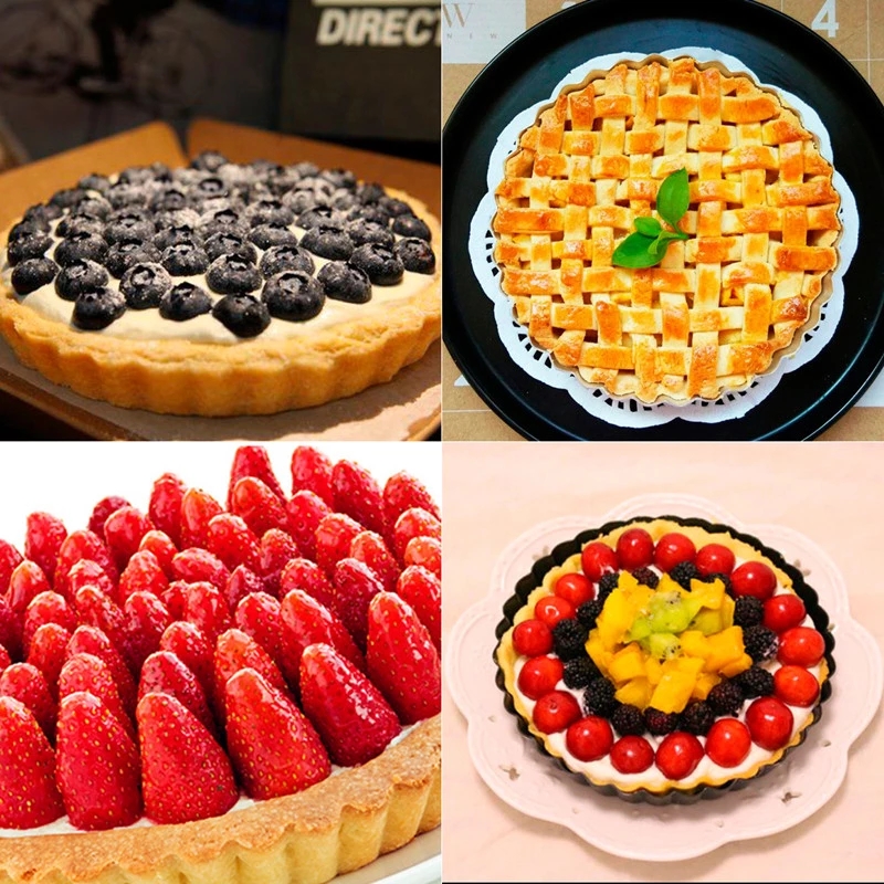 Carbon Steel Non-Stick Round Egg Tart Cake  Pans/Removable Bottom Mold Cake Baking Tray/Kitchen Utensil Pizza Bakeware