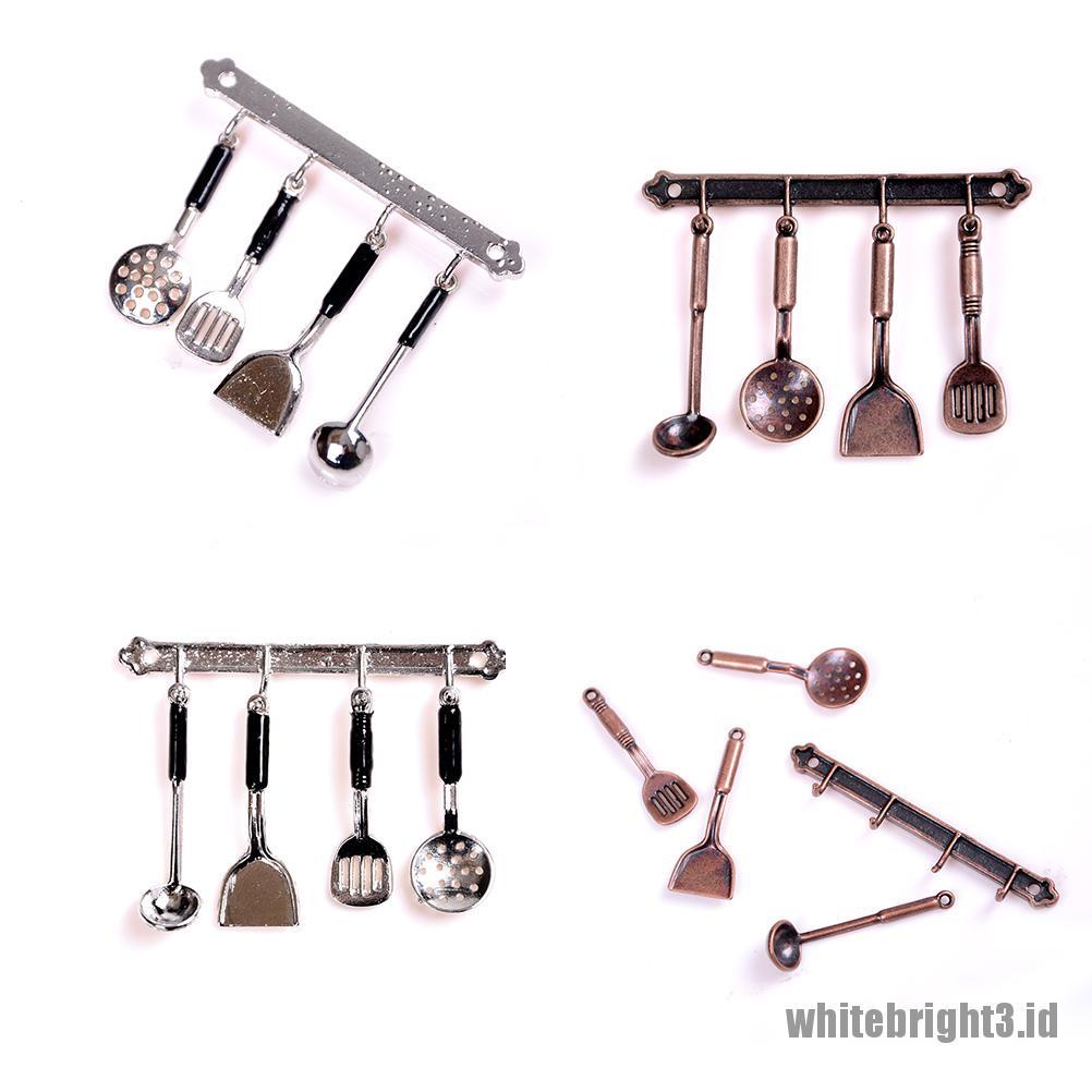 (white3) 5pcs / Set Mainan Miniatur Peralatan Dapur Bahan Metal Untuk Aksesoris Rumah Boneka 1: 12