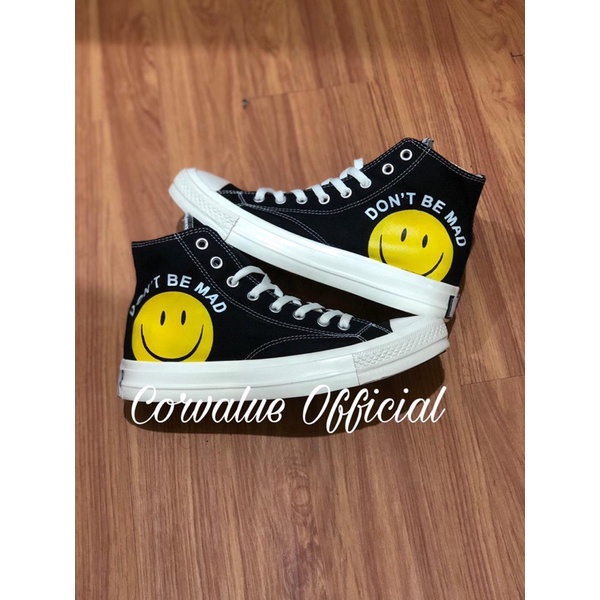 SEPATU CONVERS3 70s Dont Be Mad Smile Face White Full white import gloosy mengkilap