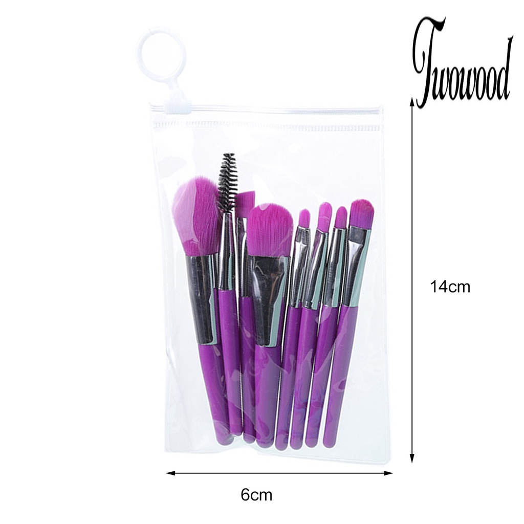 8pcs / Set Brush Makeup Foundation Portable Bahan Plastik Lembut Tahan Lama Untuk Pemula