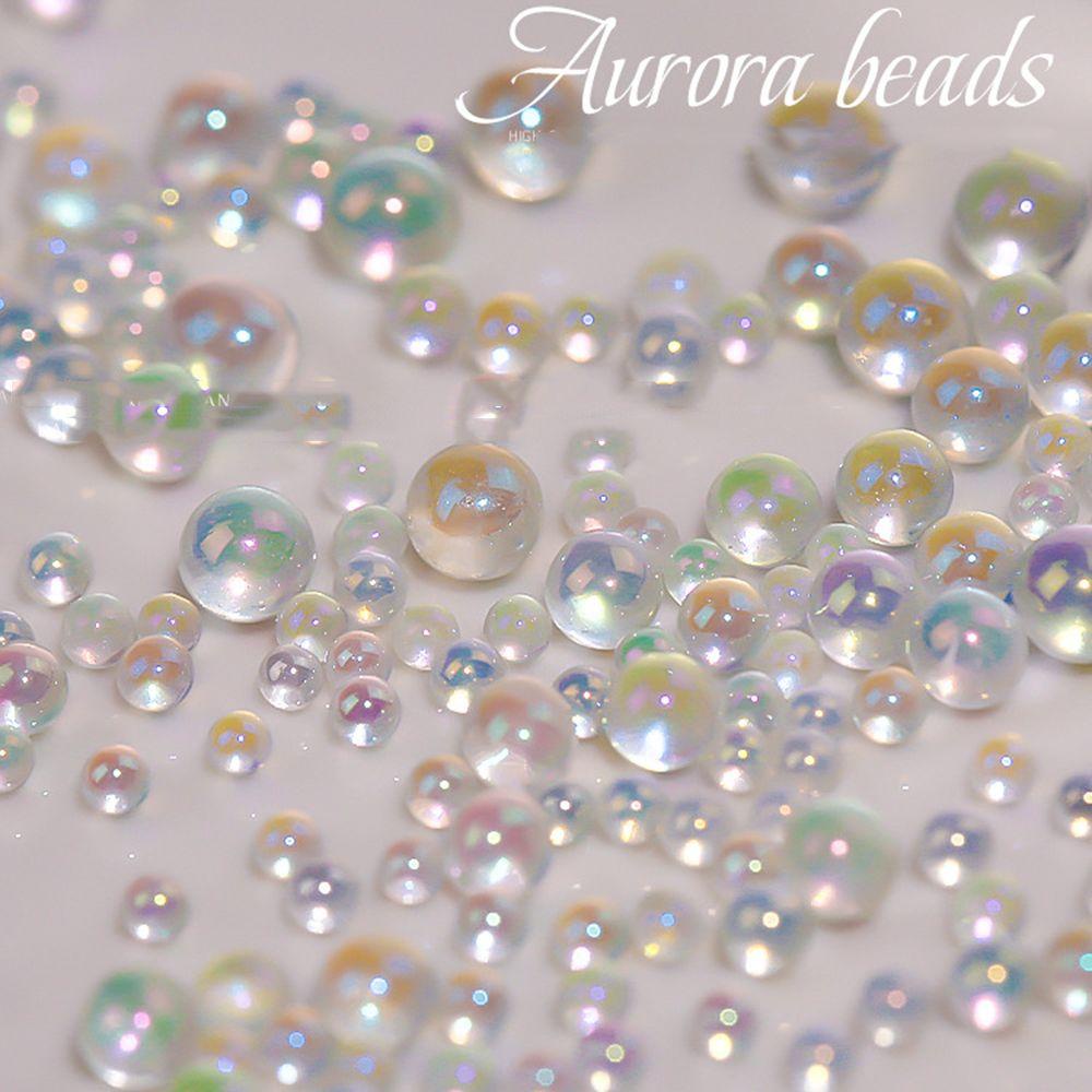 Mxbeauty Nail Art Rhinestones Aurora Ukuran Campur Mermaid Manik Ornamen Manik Manik Aksesoris DIY Craft Bubble Bead