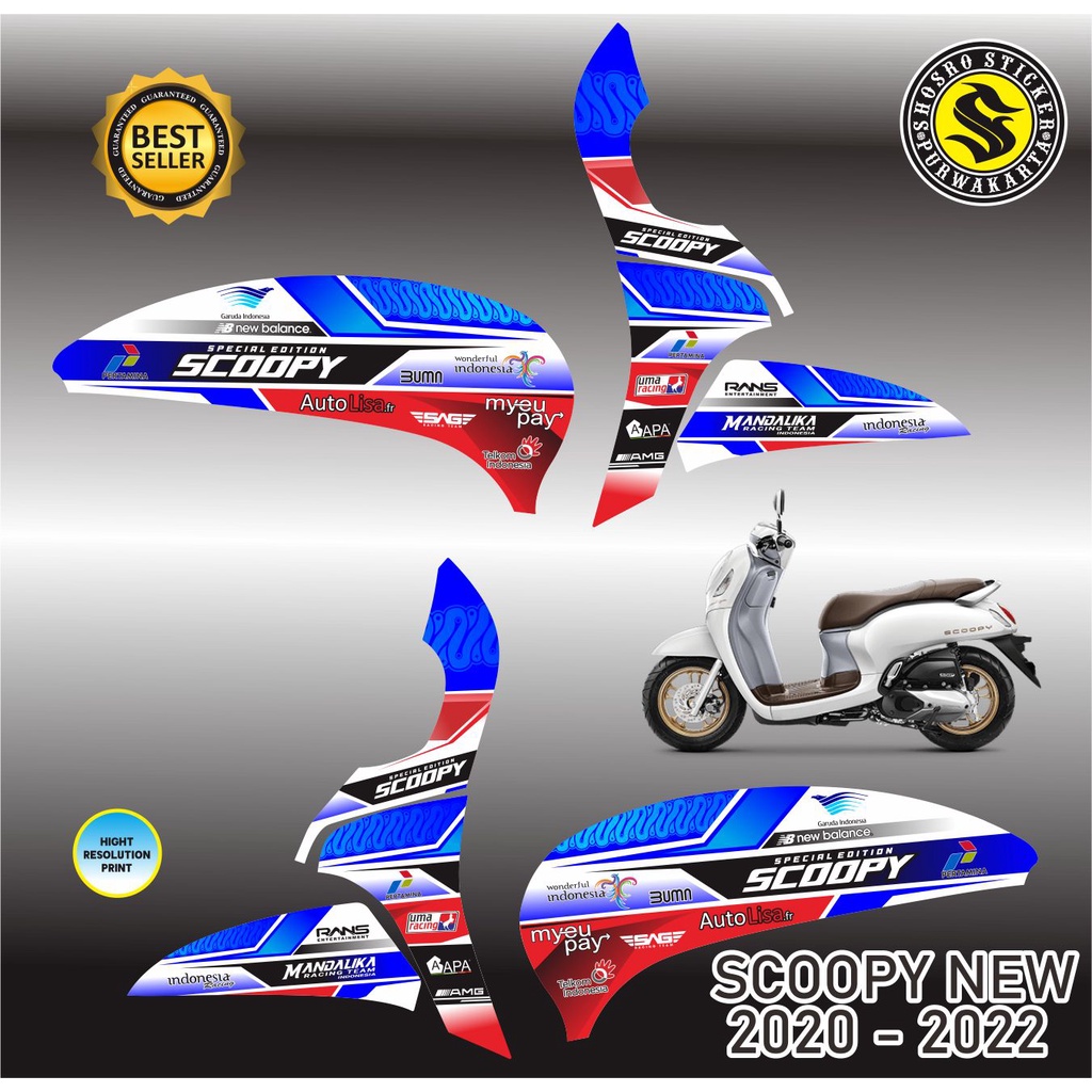 STIKER MOTOR SCOOPY NEW PRESTIGE POLET PERTAMINA MANDALIKA / VARIASI HONDA MOTOR SCOOPY ALL NEW PRES