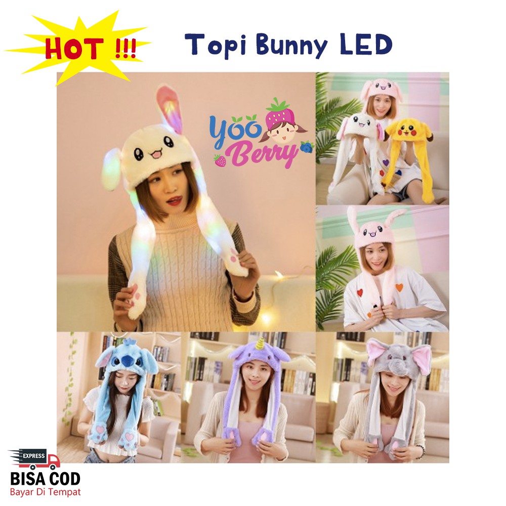 Berry Mart Topi Korea Dancing Bunny LED Blackpink Anak &amp; Dewasa Berry Mart