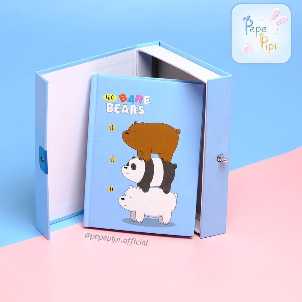 

(PROMO V7Z80) Buku Diary WBB We Bare Bear Note Book Dengan Kunci Gembok Tebal ❄