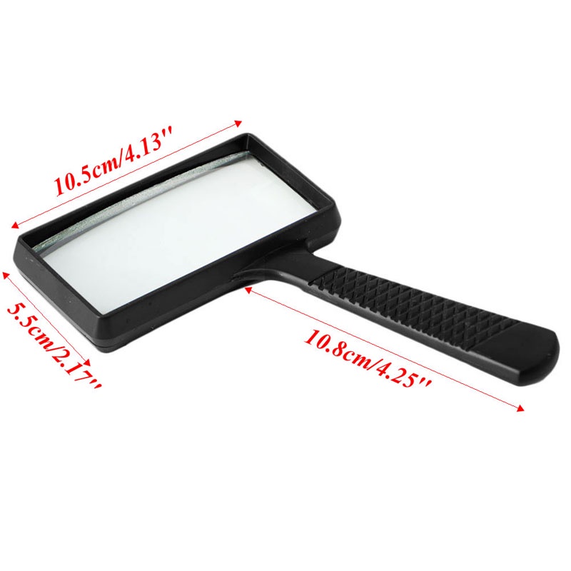 Gro Kaca Pembesar Genggam 10.5cmx5.5cm Rectangular Magnifying Glass Lensa Kaca Tahan Gores Untuk Manula Membaca Hobbie