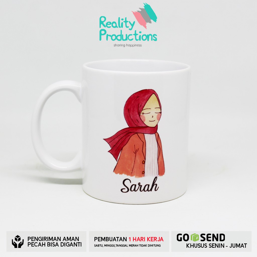 Mug Doodle Wanita Hijab Cantik Untuk Kado Ulang Tahun Shopee