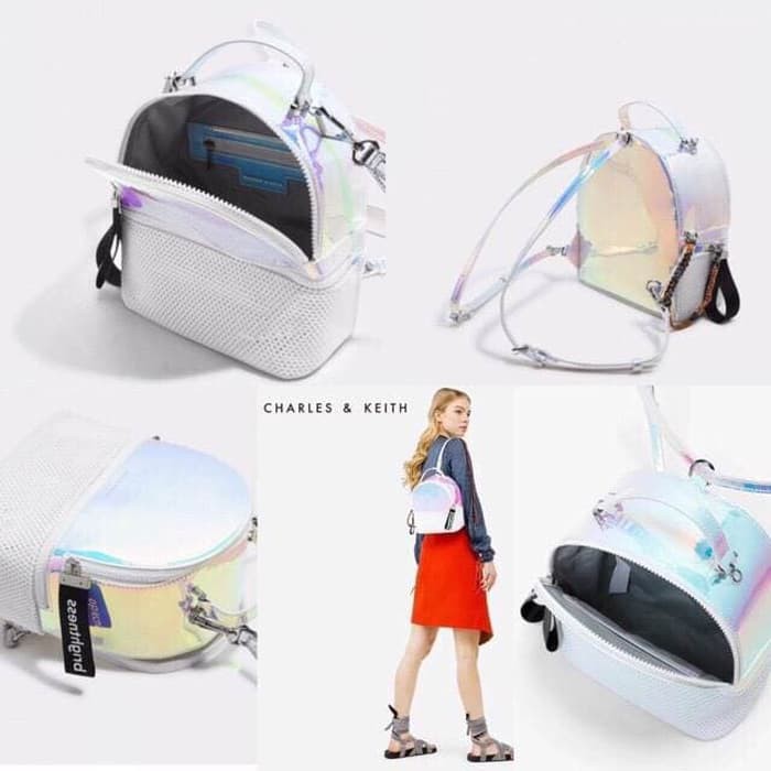 Supplier tas wanita murah ransel import batam CK BACKPACK HOLOGRAM - Putih