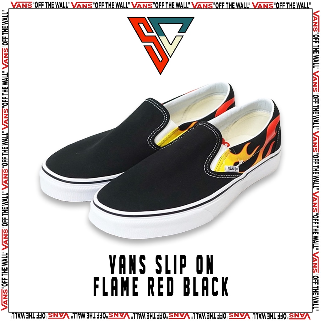 Vans Slip On Classic Flame Red / Black Original Global Market