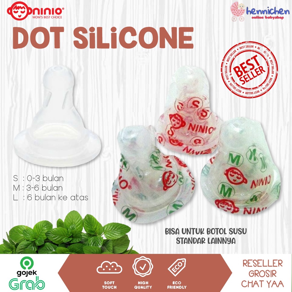 DOT SILICONE NINIO DOT BOTOL SUSU BAYI NINIO ECER ukuran S , M , L