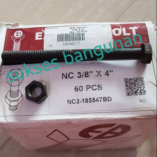 Baut hitam untuk kunci 14 panjang 4 inchi (isi 10 pcs)