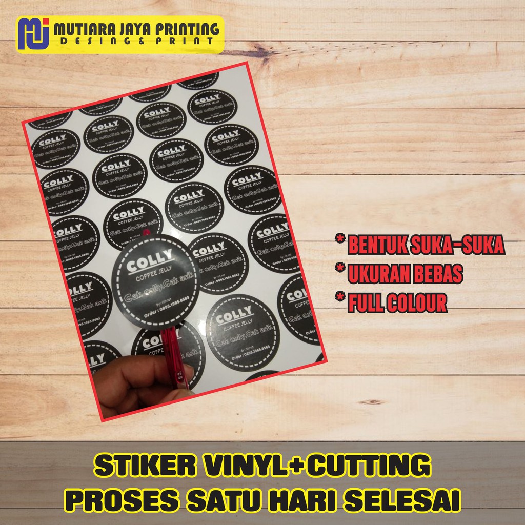 

cetak stiker label A3+ Stiker Vinyl dan Transparan anti Air+cutting (Sehari Jadi)