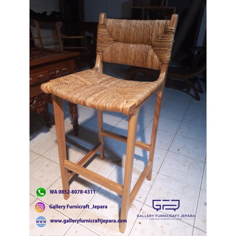 Kursi Bar Rotan Bambu Kayu Jati