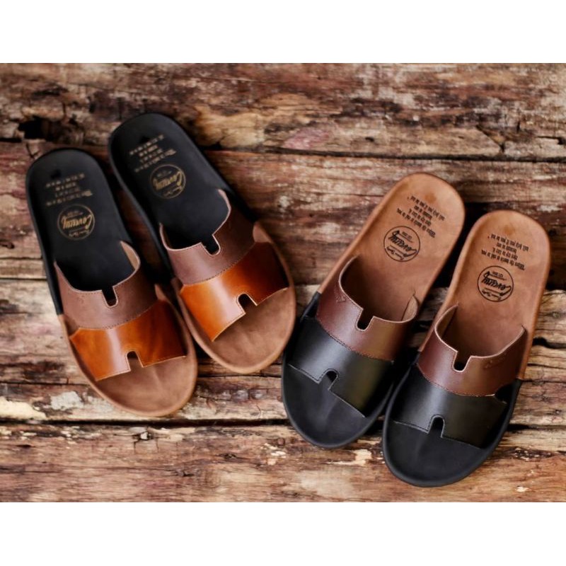 BELI 2 ONGKIR 1! SANDAL KESEHATAN FULL KULIT ASLI CEVANY 05 COMBI BLACK BROWN TAN ORIGINAL