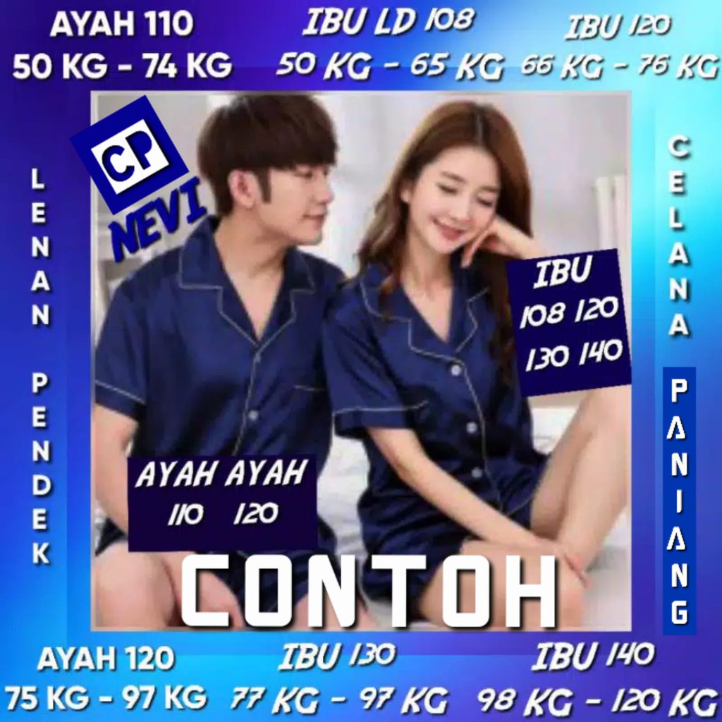 BAJU TIDUR COUPLE/PASANGAN JUMBO PRIA/WANITA / SUAMI ISTRI SATIN SILK LENGAN PENDEK