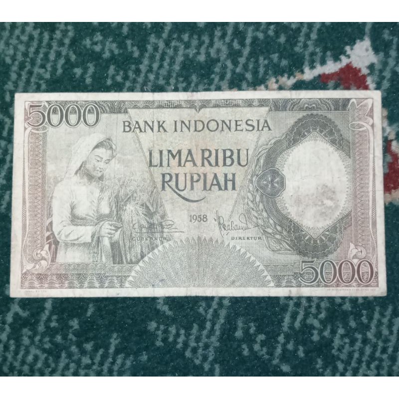 uang kuno 5000 rupiah seri pekerja tahun 1958