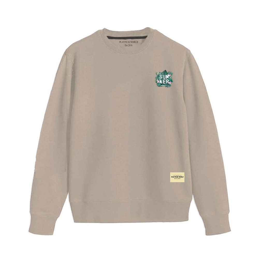 Sweatshirt Crewneck Logo Summer  Platinum World Cream Simpel Authentic Quality