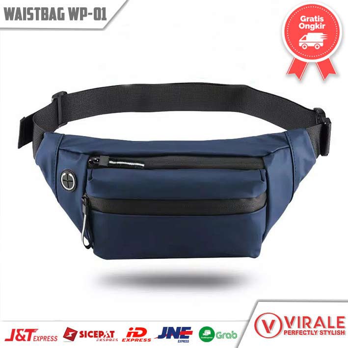 Waistbag Pria - Tas Slempang Pria - Tas Santai Pria WP 01 NAVY