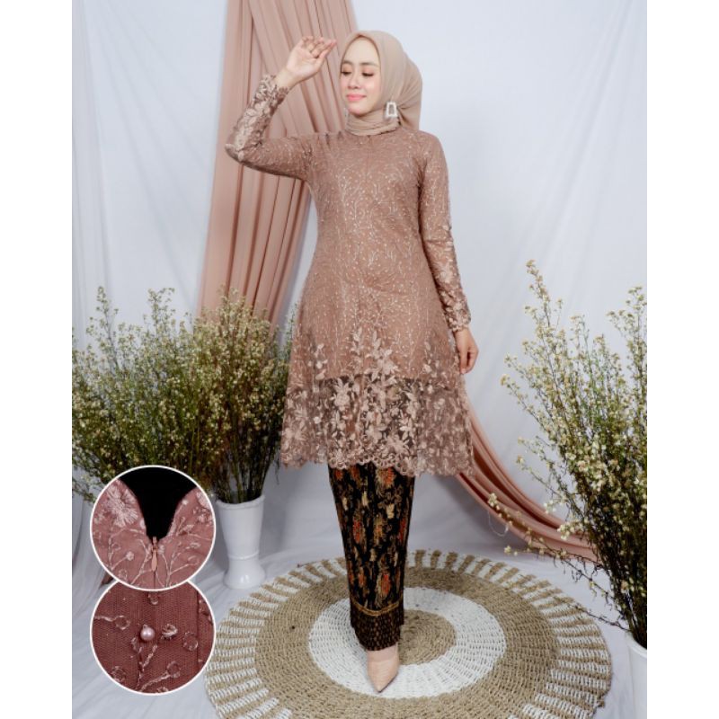 Dewi • SETELAN KEBAYA TUNIK KURUNG BUSUI FRIENDLY / KEBAYA DRESS WANITA JUMBO / TUNIK BAJU KONDANGAN