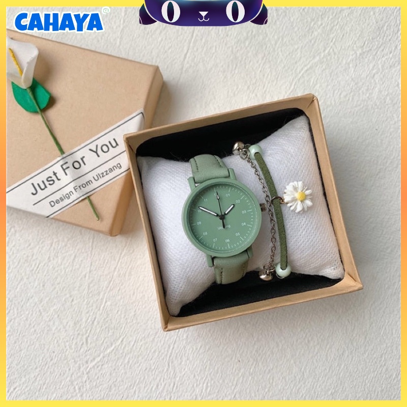 CAHAYA Jam Tangan Quartz Strap PU Analog Casual Gaya Retro Untuk Wanita Watch Korean Fashion Jam2