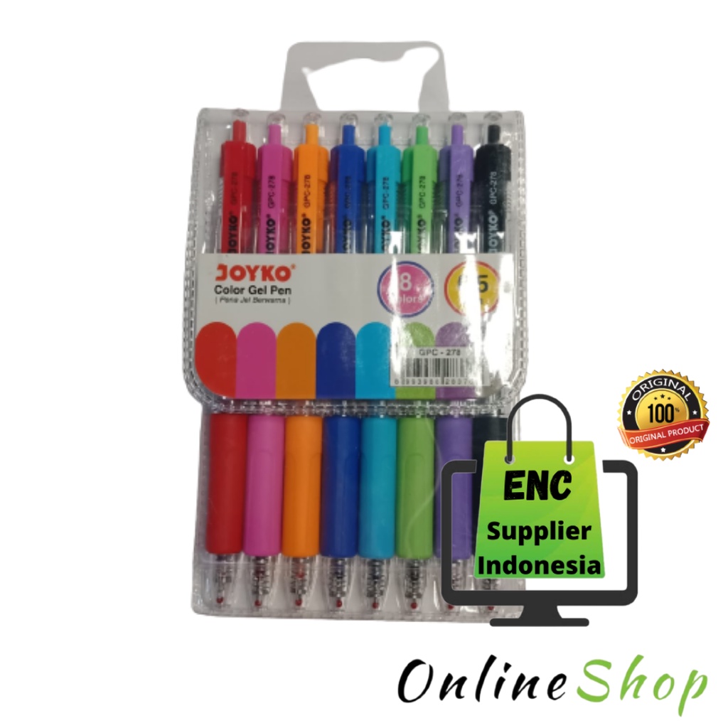 

8 w JOYKO pen gel gpc278 bolpen 8 warna 0.5mm gpc-278 bolpoint 8w gpc 278 0.5 mm per set - enc.sup
