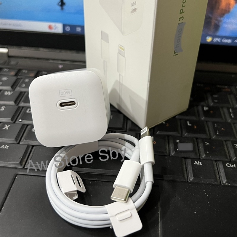 20W POWER CHARGER USB TYPE-C + LIGHTNING CABLE XR/XS MAX/11/11PROMAX/12/12MINI/12PROMAX