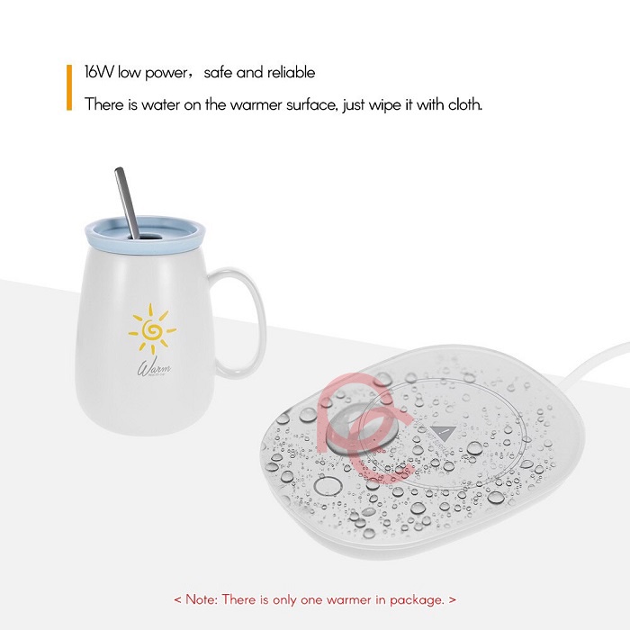 One Two Cups Tatakan Gelas Pemanas Coffee Cup Warmer Heating Pad - NN201 / USB Mug Pemanas Cangkir Kopi Cangkir Penghangat Susu Teh Air / Penghangat Cangkir Elektrik Desktop Cangkir Kopi - White