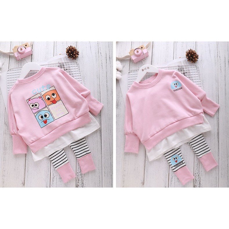 BABYLOVANTA - sweater + legging strip belang / baju baby import motif  PINK &amp; UNGU SWEATER baby usia 0-5 tahun