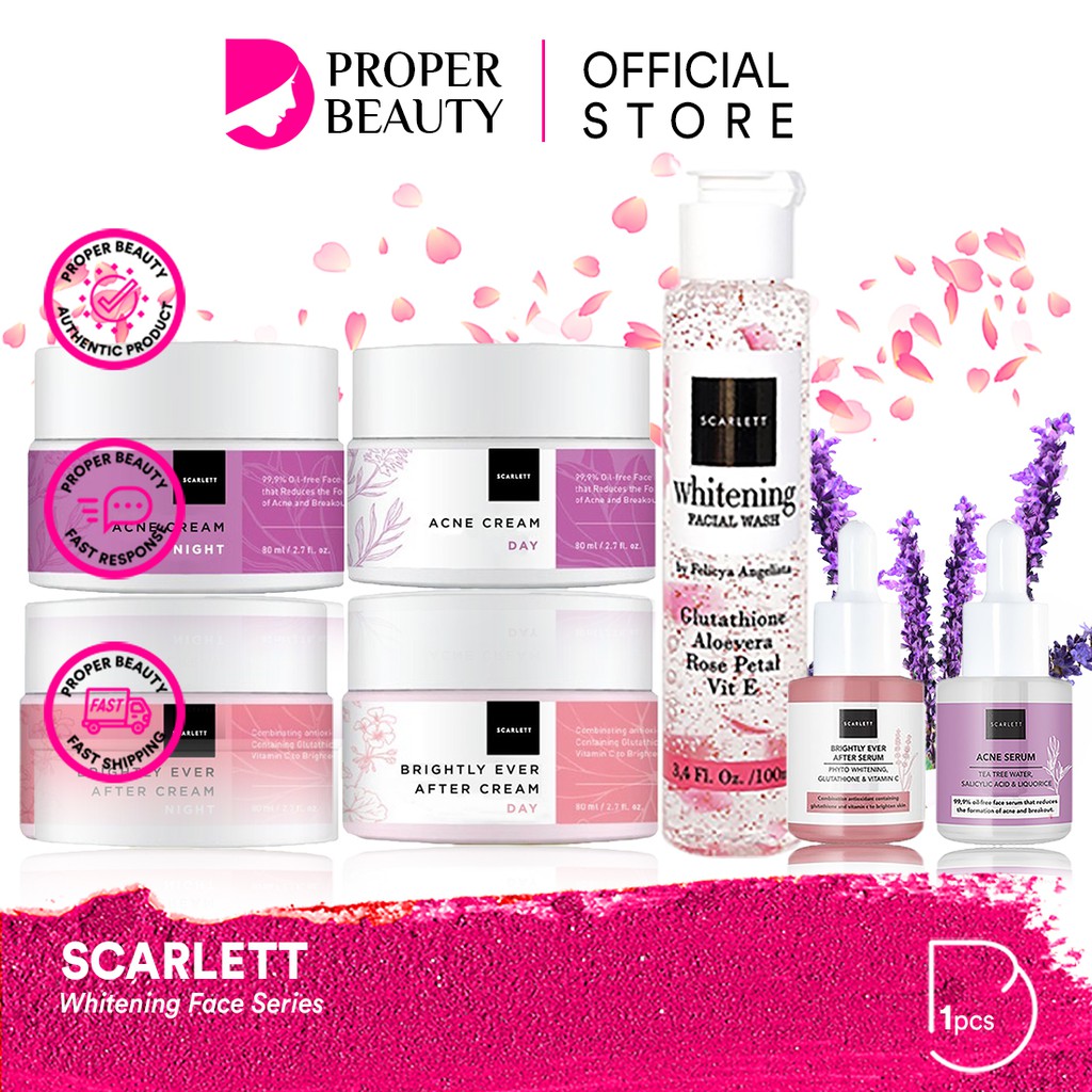 SCARLETT Whitening Face Series Indonesia / Facial Wash Face Serum Cream