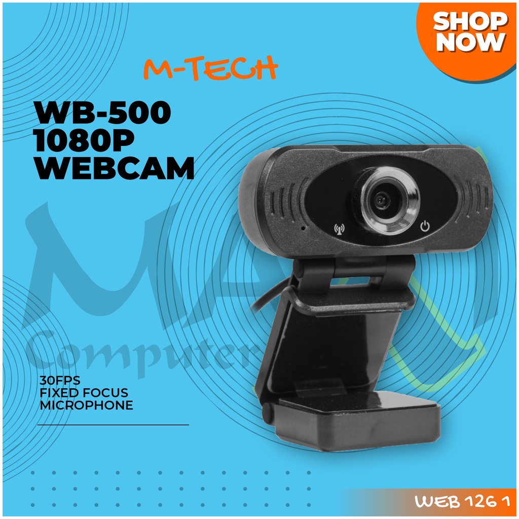 M-Tech WB500 1080P 30FPS Fixed Focus Plug & Play Webcam Web Camera with Microphone