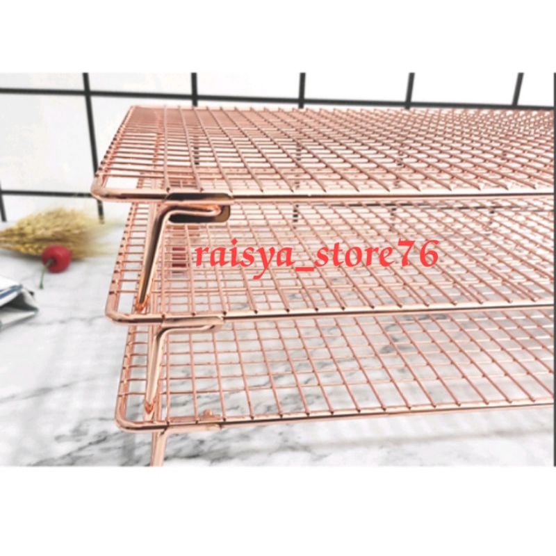 Cooling Rack kue bahan kawat besi Rose Gold hitam dan silver/ Rak Tatakan Pendingin Kue Besar peniris ke coolingrak saringan susun3 harga satuan