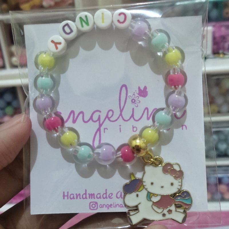 Gelang Custom Nama dengan Liontin untuk Anak