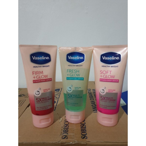 Vaseline Healthy Bright 180 / 200 ml Gluta Hya Vitamin Gel Body Serum Tubuh Firm Fresh Soft Glow