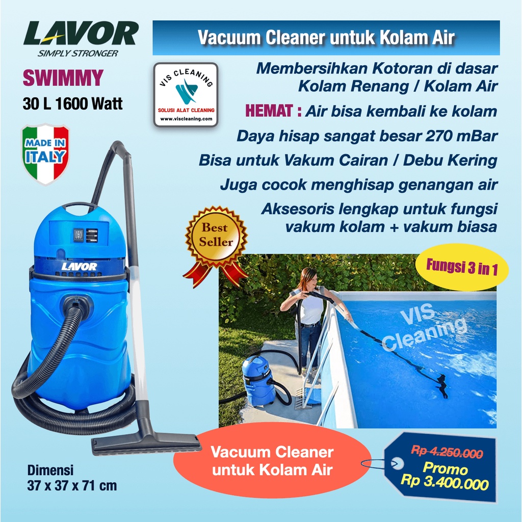 Vakum Kolam Renang / Kolam Air merk LAVOR Swimmy (Tangki 30 L)