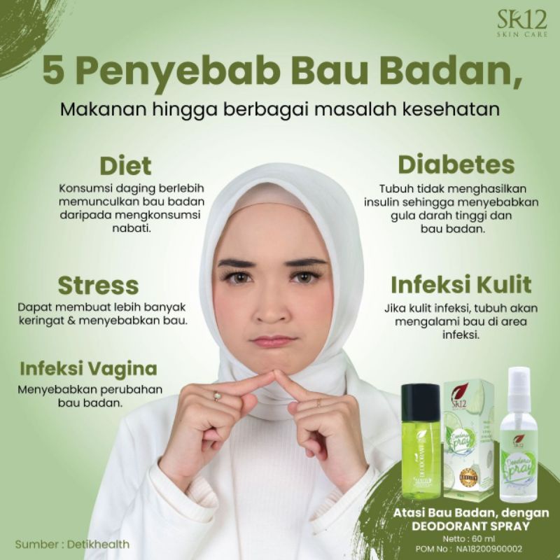 Deodorant Spray SR12 60 ml Deodorant Terbaik Tawas Cair Menghilangkan Bau Badan Tidak Sedap Dan Memutihkan Ketiak Herbal BPOM Best Seller Indonesia